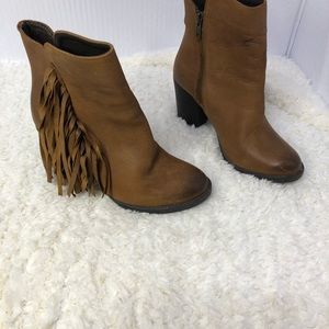 Worn Once Tan Fringe Booties